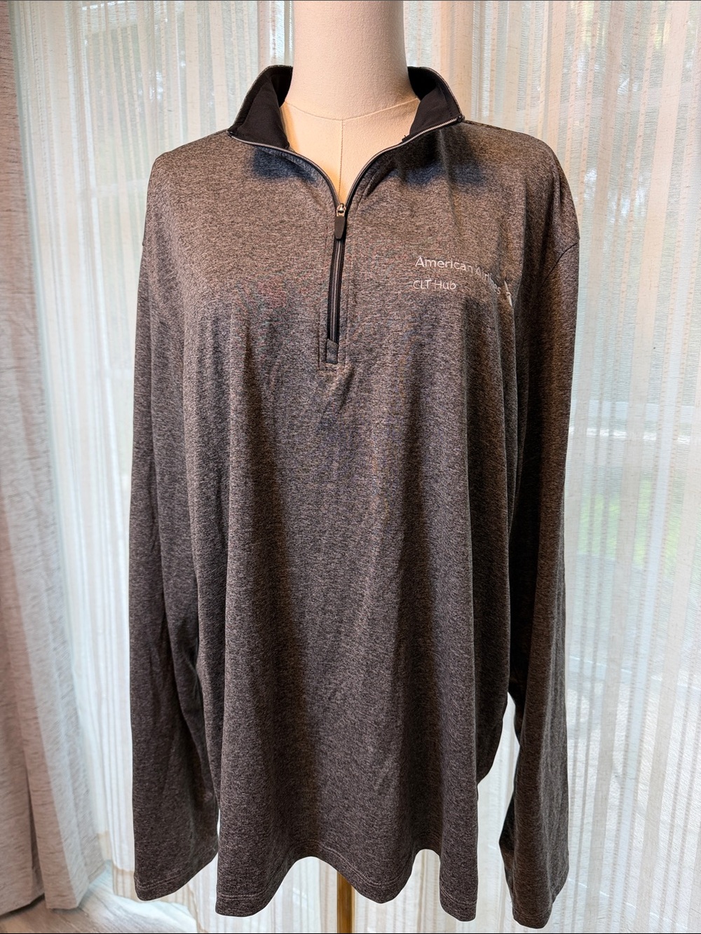 American Airlines Dri-Fit Unisex Heather Charcoal Quarter-Zip Pullover